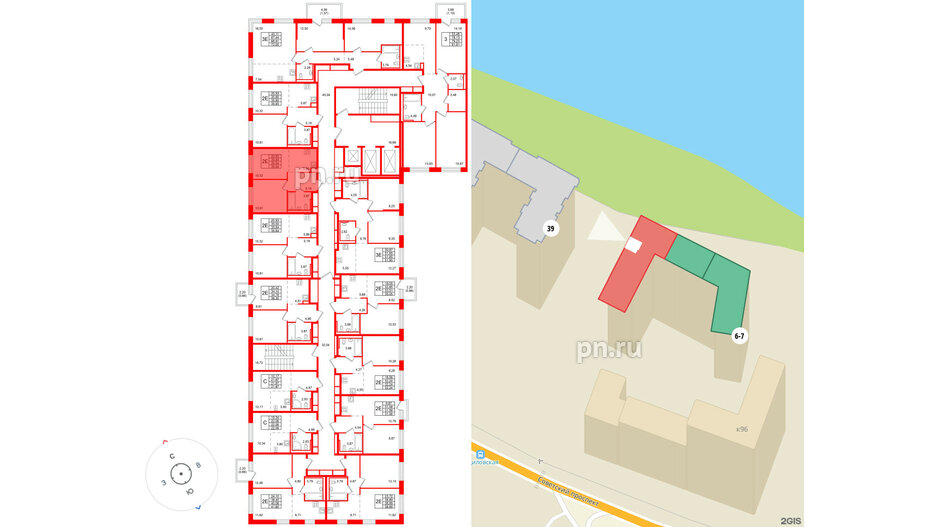 Квартира в ЖК «Живи в Рыбацком», 1 комнатная, 35.84 м², 6 этаж