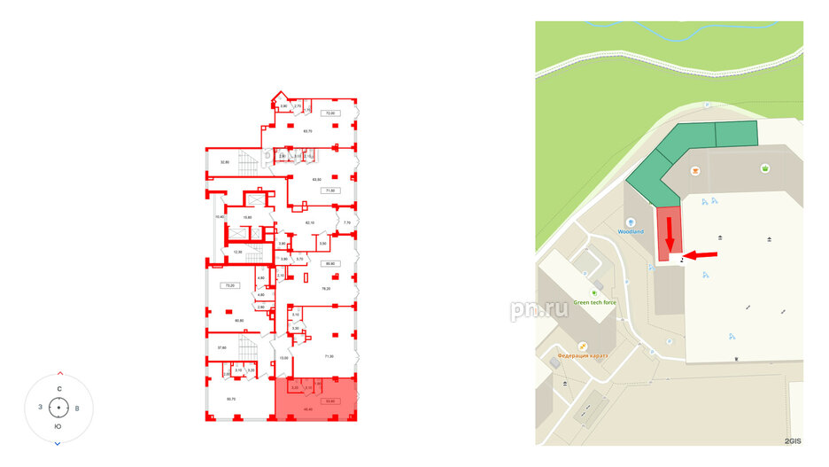 Помещение в ЖК Европейский парк, 53.6 м², 2 этаж