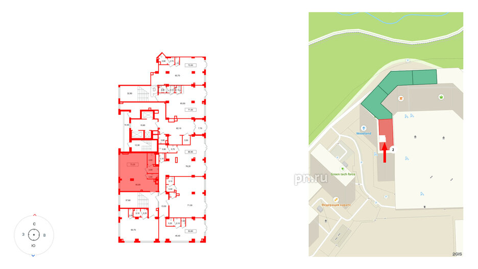 Помещение в ЖК Европейский парк, 73.2 м², 2 этаж