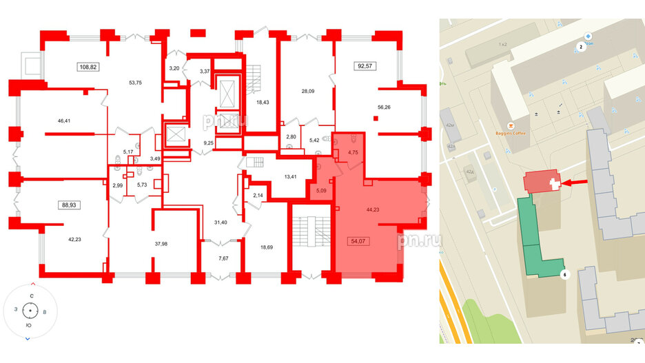 Помещение в ЖК Цивилизация на Неве, 54.07 м², 1 этаж