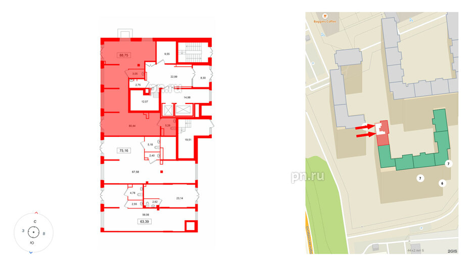 Помещение в ЖК Цивилизация на Неве, 88.75 м², 1 этаж