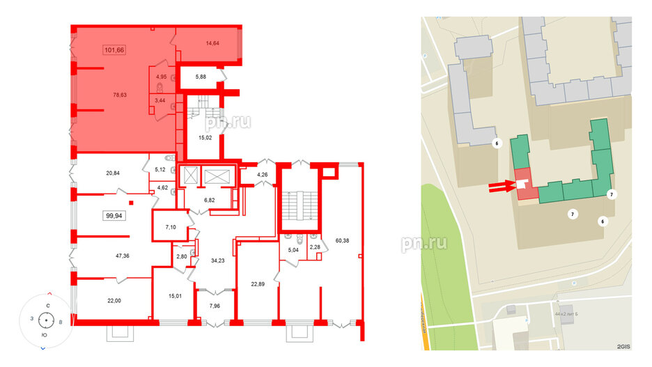 Помещение в ЖК Цивилизация на Неве, 101.66 м², 1 этаж