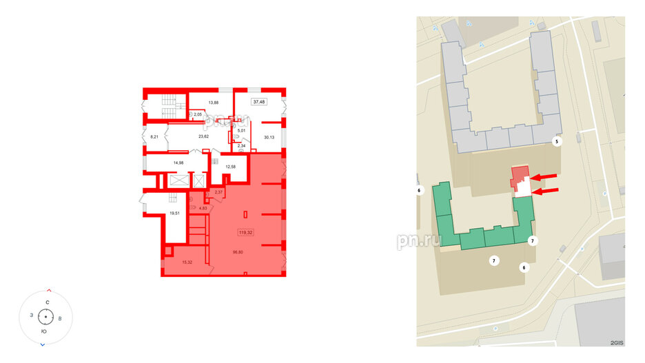Помещение в ЖК Цивилизация на Неве, 119.32 м², 1 этаж