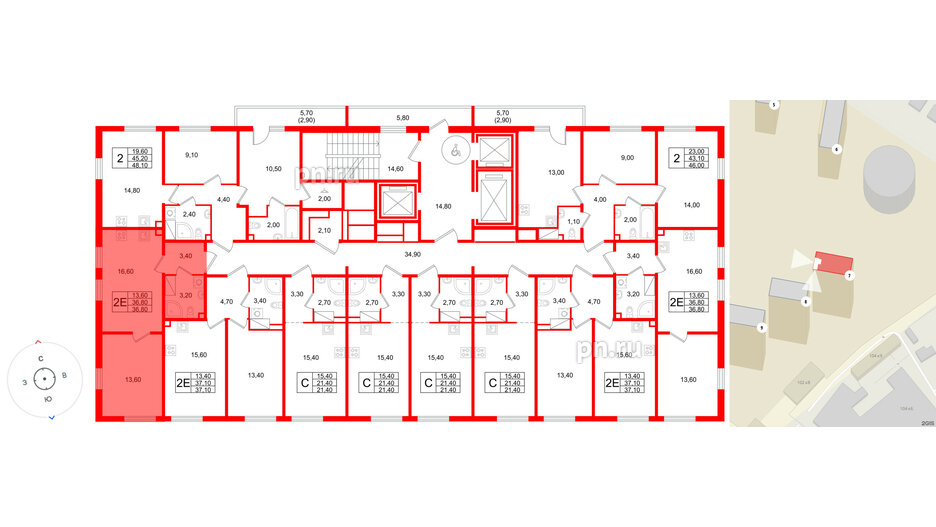 Квартира в ЖК Октябрьская Набережная ЖК, 1 комнатная, 36.8 м², 22 этаж