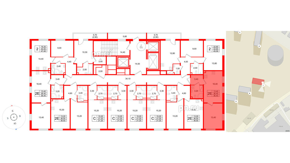 Квартира в ЖК Октябрьская Набережная ЖК, 1 комнатная, 36.4 м², 7 этаж