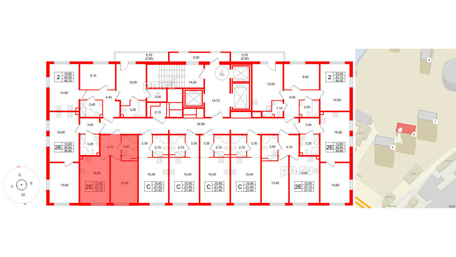 Квартира в ЖК Октябрьская Набережная ЖК, 1 комнатная, 37.1 м², 20 этаж