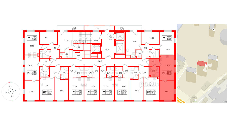 Квартира в ЖК Октябрьская Набережная ЖК, 1 комнатная, 36.4 м², 5 этаж