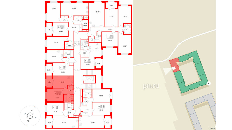Квартира в ЖК Дубровский, 1 комнатная, 37.18 м², 2 этаж