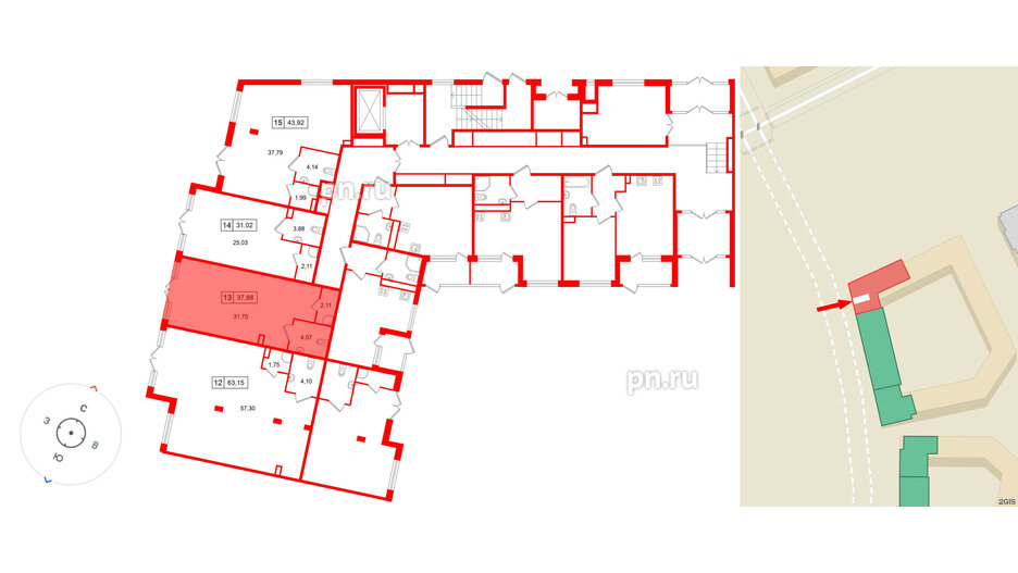 Помещение в ЖК «Дворцовый фасад╗, 37.88 м², 1 этаж