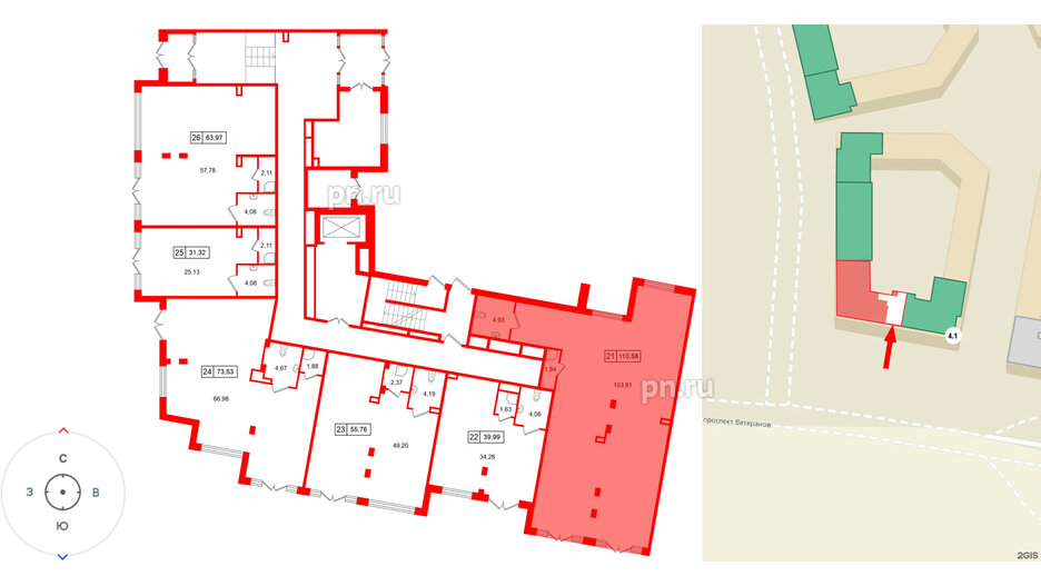 Помещение в ЖК «Дворцовый фасад╗, 110.58 м², 1 этаж