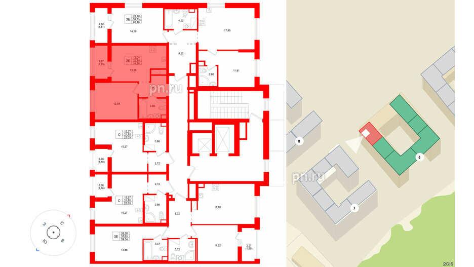 Квартира в ЖК Квартал «Новый Московский», 1 комнатная, 34.58 м², 2 этаж