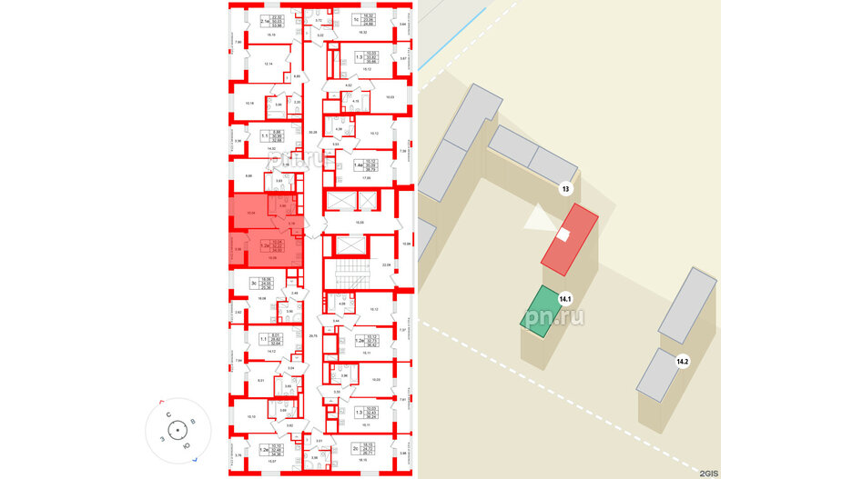 Квартира в ЖК «Город звёзд», 1 комнатная, 32.22 м², 20 этаж