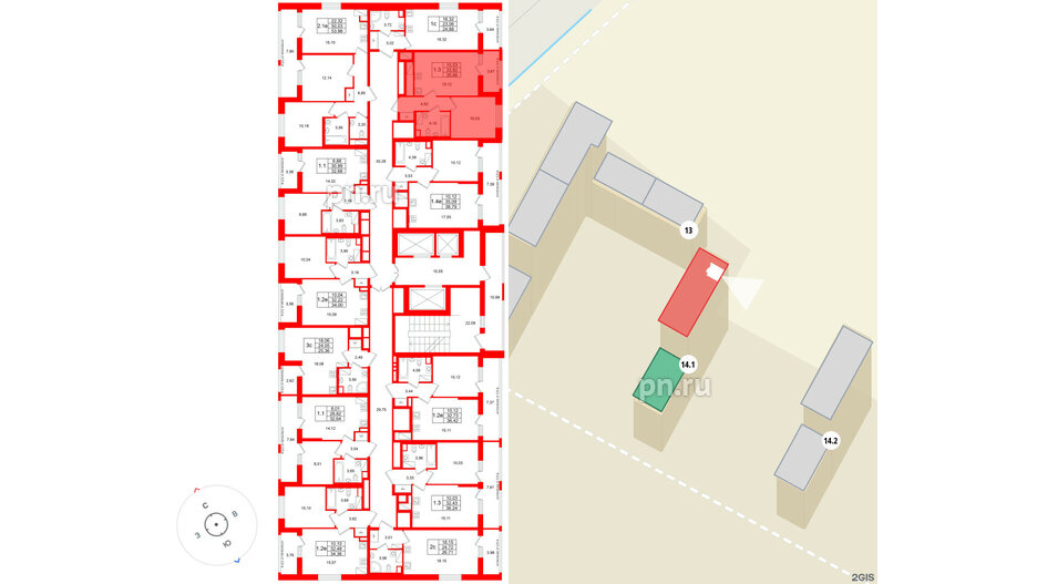 Квартира в ЖК «Город звёзд», 1 комнатная, 33.82 м², 19 этаж