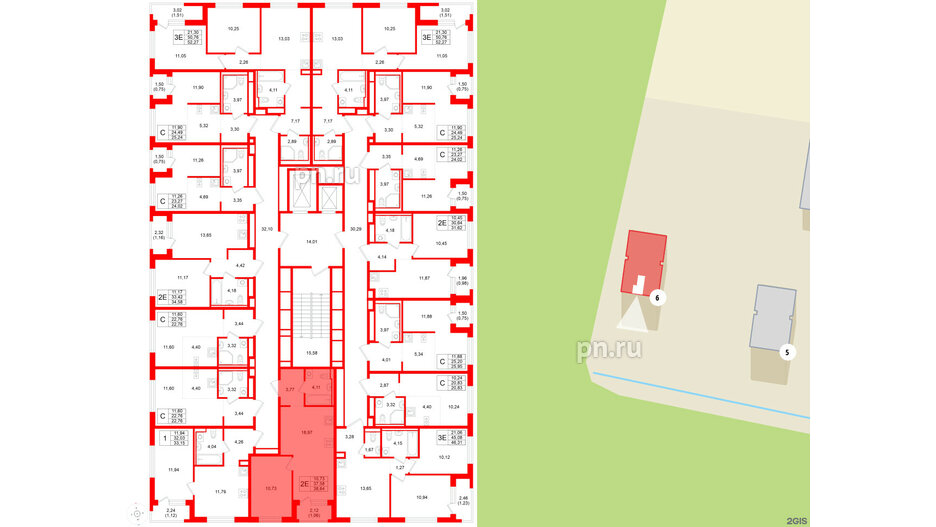 Квартира в ЖК GloraX Новоселье, 1 комнатная, 38.64 м², 4 этаж