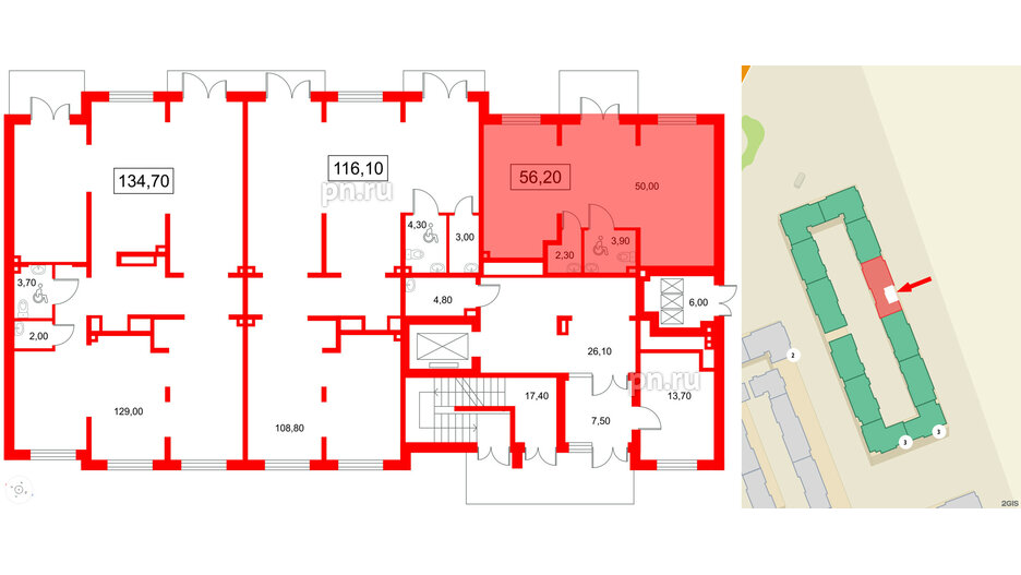Помещение в ЖК Пулково Lake., 56.2 м², 1 этаж