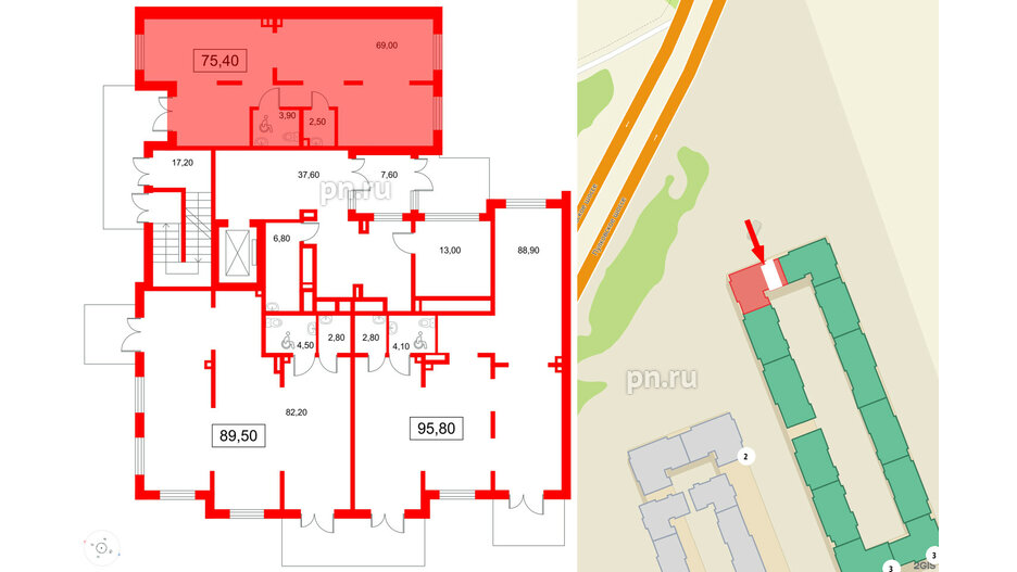 Помещение в ЖК Пулково Lake., 75.4 м², 1 этаж