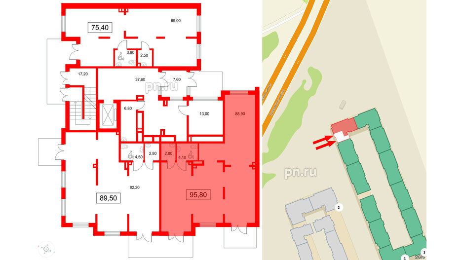 Помещение в ЖК Пулково Lake., 95.8 м², 1 этаж
