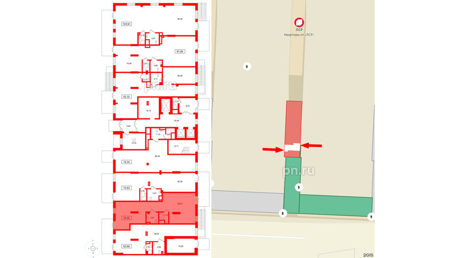 Помещение в ЖК Морская миля, 76.95 м², 1 этаж