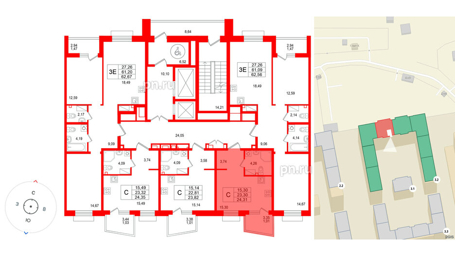 Квартира в ЖК «Респект», студия, 24.31 м², 4 этаж