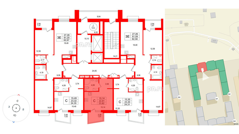 Квартира в ЖК «Респект», студия, 23.82 м², 11 этаж