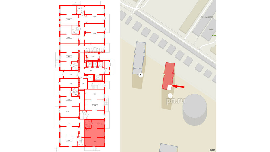 Помещение в ЖК Октябрьская набережная, 54.9 м², 1 этаж