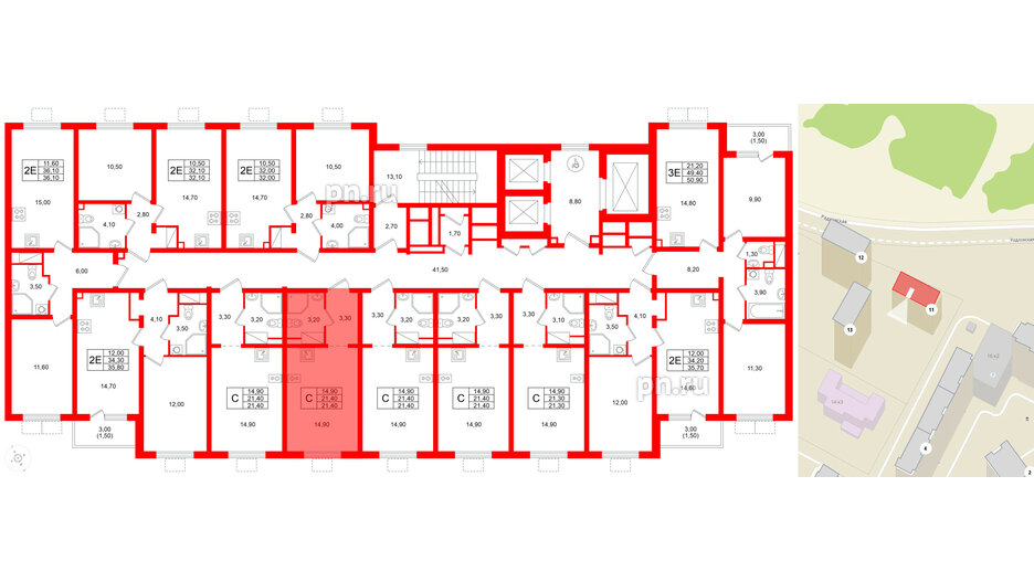 Квартира в ЖК «Ручьи–2», студия, 21.4 м², 9 этаж