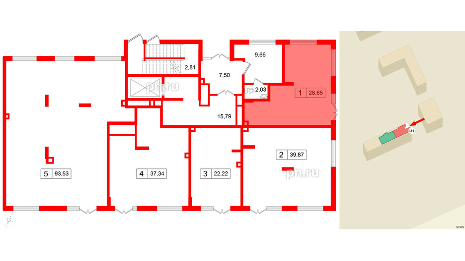 Помещение в ЖК А101Лаголово, 28.65 м², 1 этаж