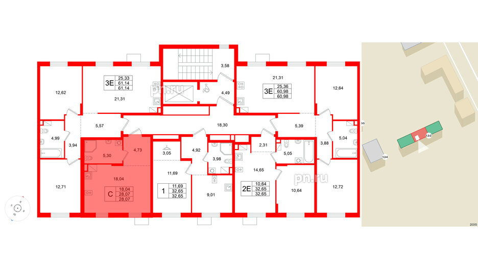 Квартира в ЖК А101 Лаголово, студия, 28.07 м², 4 этаж
