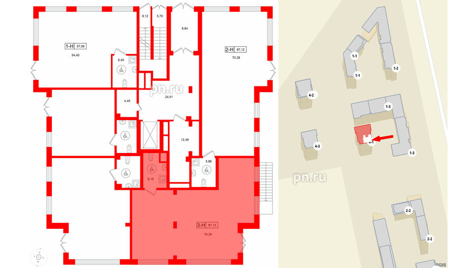 Помещение в ЖК Город спутник Южный., 87.13 м²