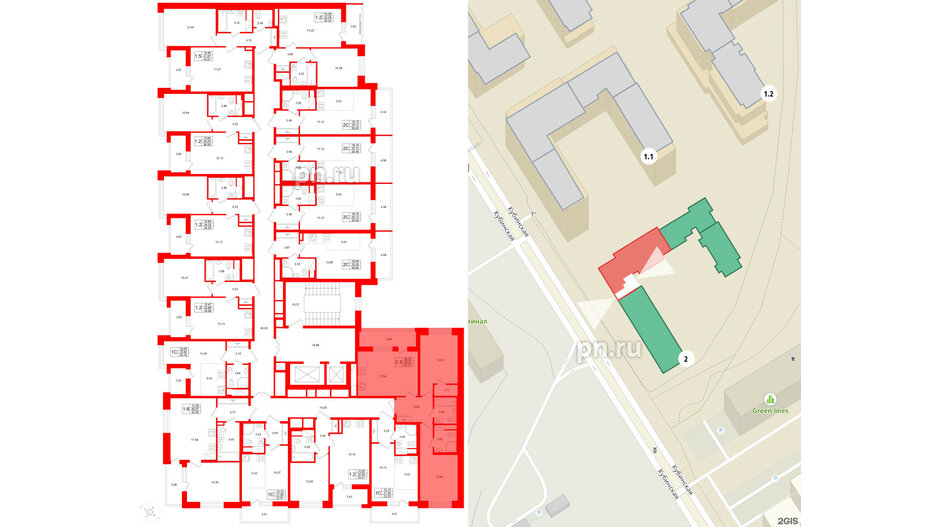 Квартира в ЖК Титул в Московском, 2 комнатная, 58.23 м², 9 этаж