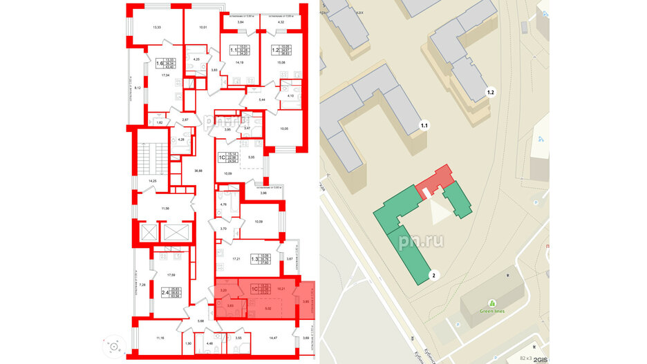 Квартира в ЖК Титул в Московском, 2 комнатная, 58.83 м², 9 этаж
