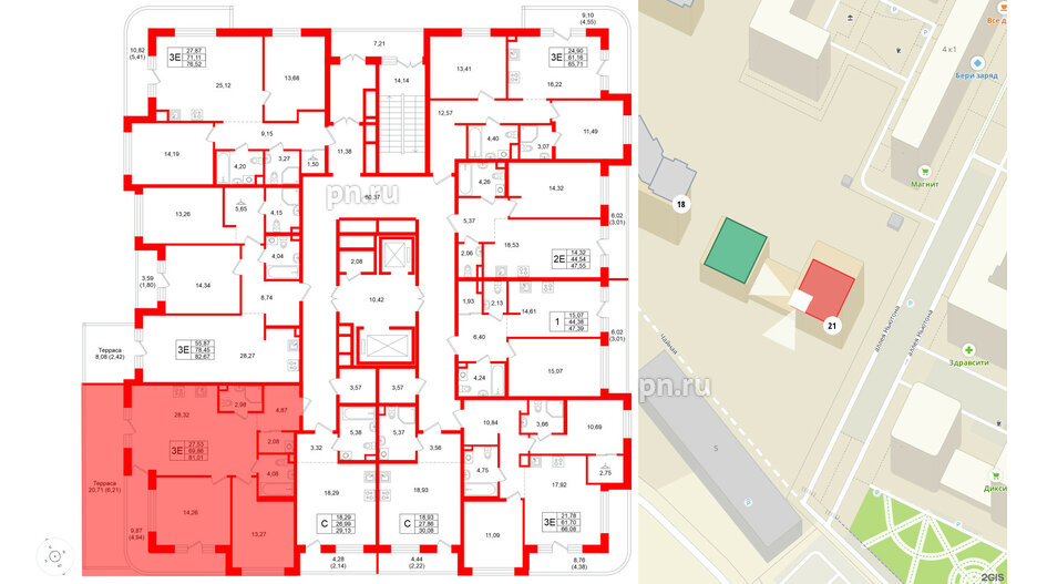 Квартира в ЖК Энфилд, 2 комнатная, 81.01 м², 2 этаж