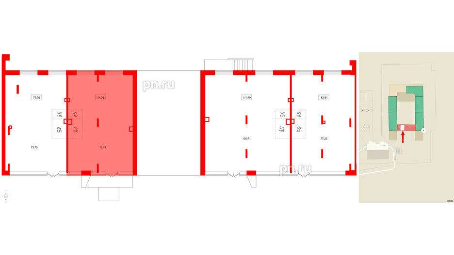 Помещение в ЖК Аквилон VERBA, 84.53 м², 1 этаж
