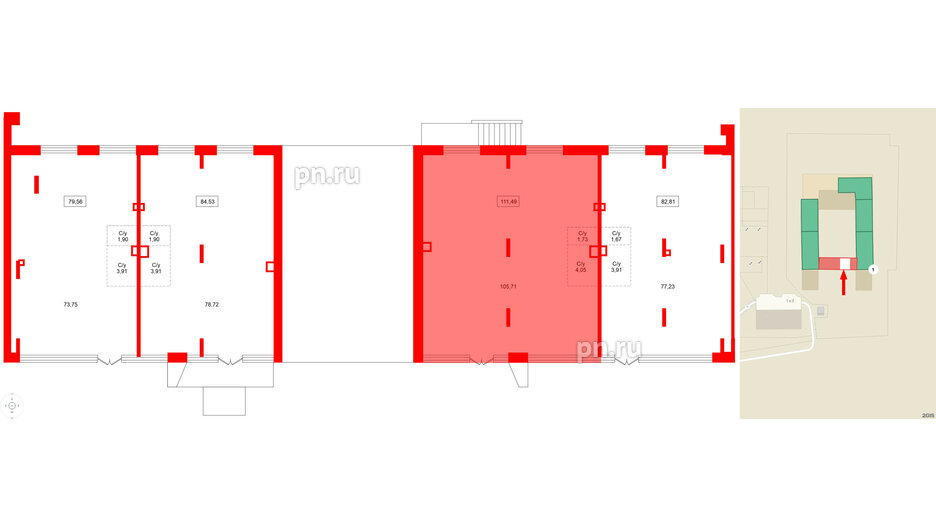 Помещение в ЖК Аквилон VERBA, 111.49 м², 1 этаж