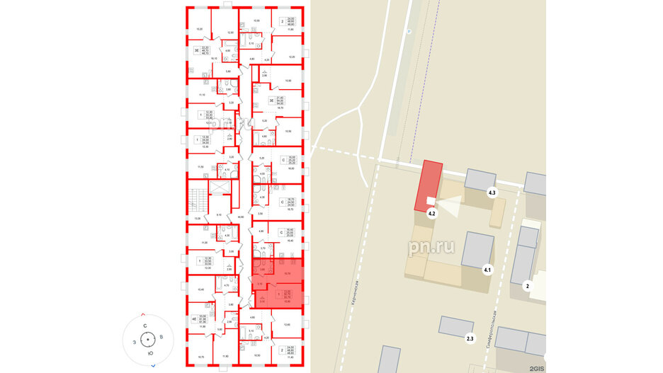 Квартира в ЖК «А101 Всеволожск», 1 комнатная, 32.7 м², 3 этаж