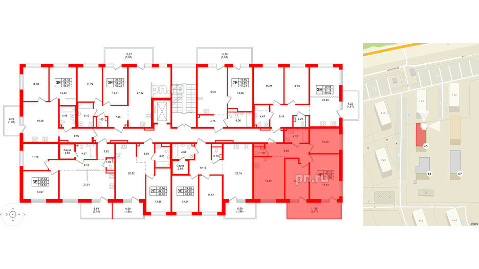 Квартира в ЖК Grona Lund, 3 комнатная, 76.9 м², 5 этаж
