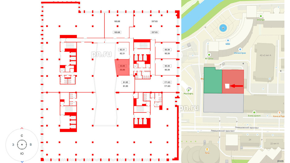 Помещение в ЖК БЦ ELEMENT PRIME, 55.89 м², 3 этаж