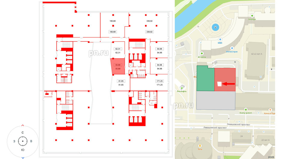 Помещение в ЖК БЦ ELEMENT PRIME, 55.89 м², 8 этаж