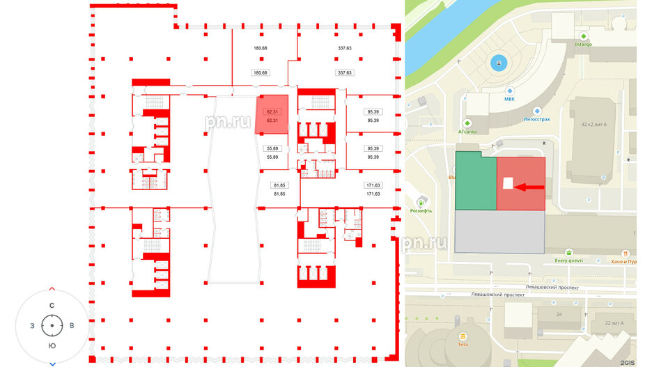 Помещение в ЖК БЦ ELEMENT PRIME, 62.31 м², 5 этаж