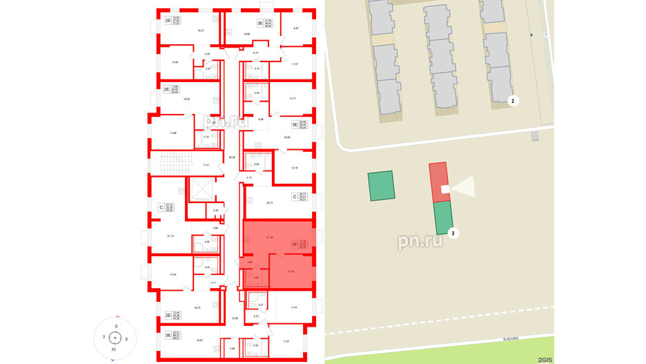 Квартира в ЖК «Брусника в Новоселье», 1 комнатная, 43.35 м², 4 этаж