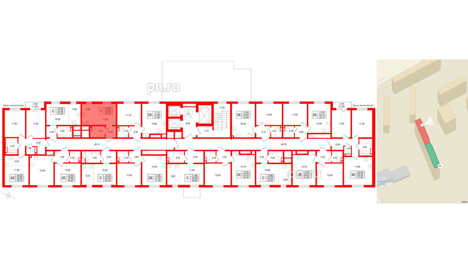 Квартира в ЖК Ржевский парк, студия, 21.4 м², 2 этаж