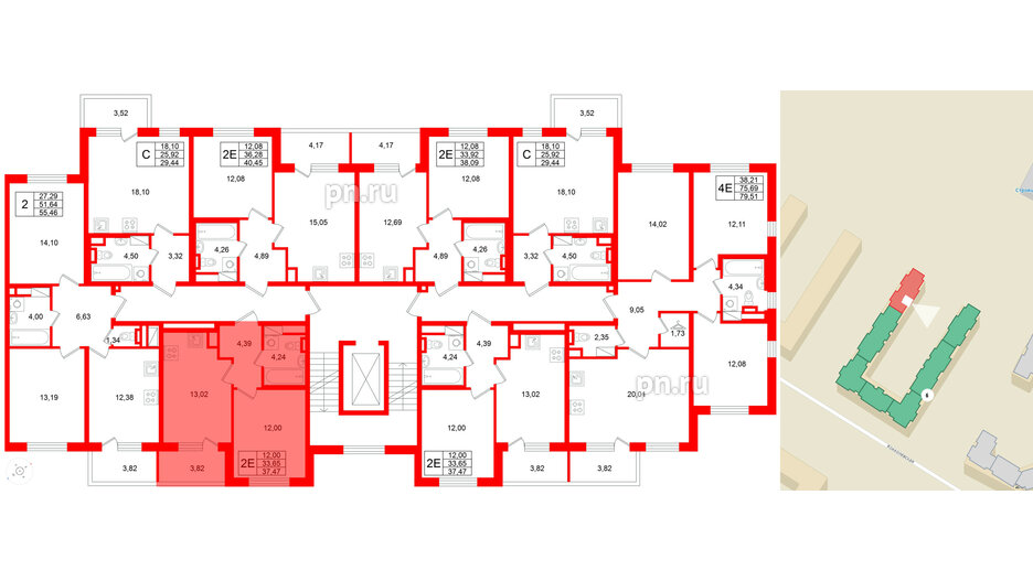 Квартира в ЖК Югтаун, 1 комнатная, 37.47 м², 5 этаж