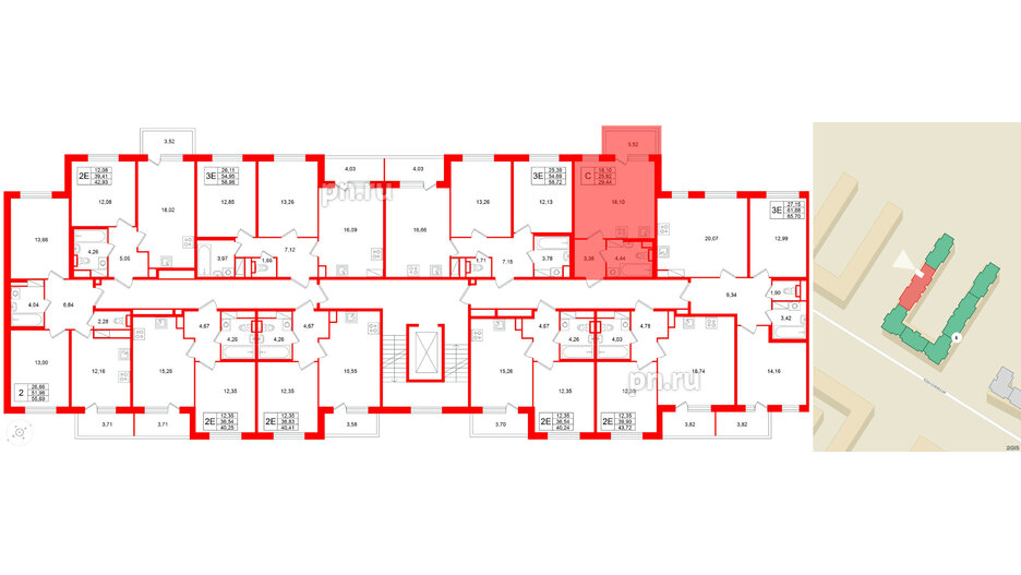 Квартира в ЖК Югтаун, студия, 29.44 м², 4 этаж