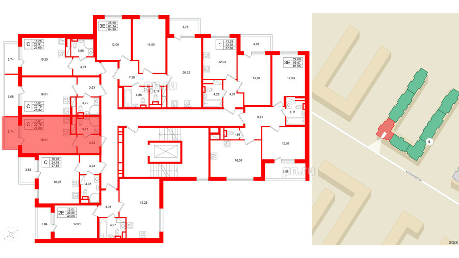 Квартира в ЖК Югтаун, студия, 27.5 м², 3 этаж