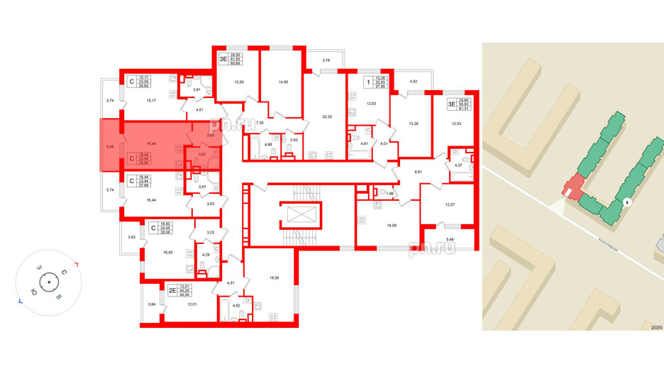 Квартира в ЖК «Югтаун», студия, 29 м², 2 этаж