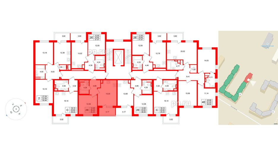 Квартира в ЖК «Югтаун», 1 комнатная, 40.45 м², 2 этаж