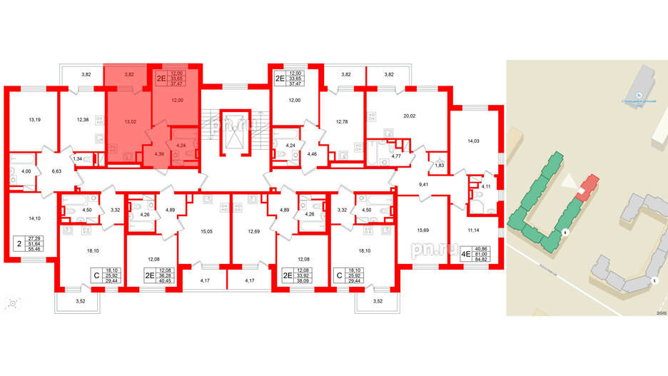 Квартира в ЖК Югтаун, 1 комнатная, 37.47 м², 2 этаж