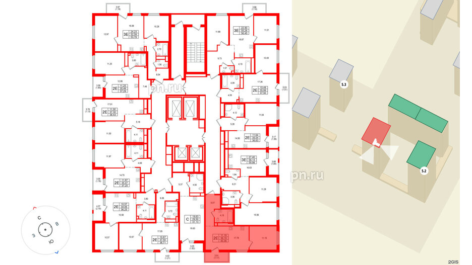 Квартира в ЖК «Имена», 1 комнатная, 40.36 м², 9 этаж