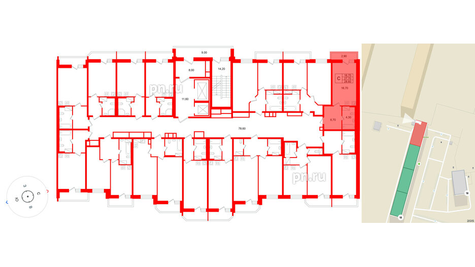 Квартира в ЖК «Яркий», студия, 27.7 м², 7 этаж