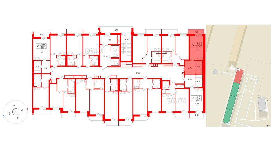 Квартира в ЖК «Яркий», студия, 27.7 м², 9 этаж